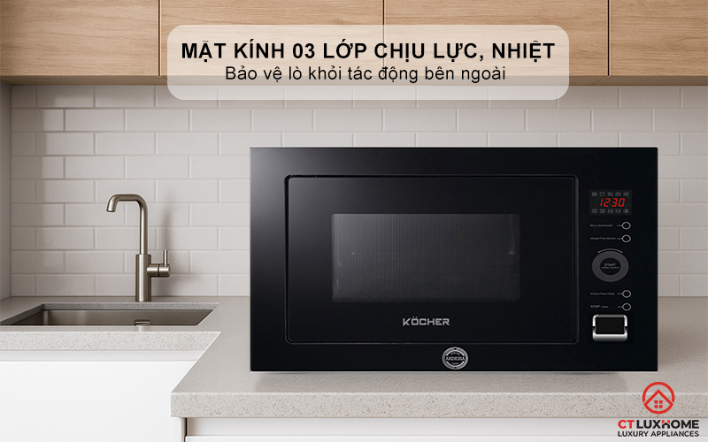 Mặt kính 03 lớp chịu lực, chịu nhiệt sang trọng