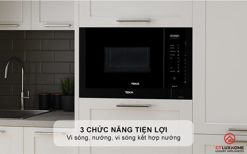 3 chức năng: Vi sóng, nướng, vi sóng kết hợp nướng