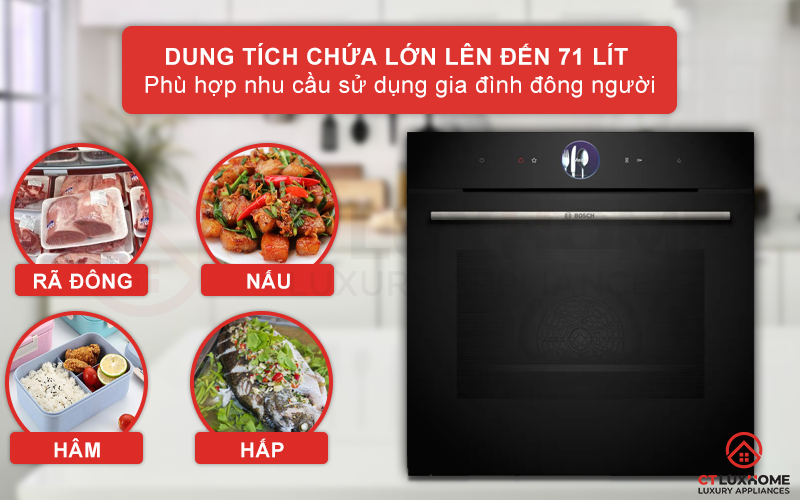 LÒ NƯỚNG KÈM HẤP BOSCH HSG7361B1 SERIES 8 CAO CẤP 2