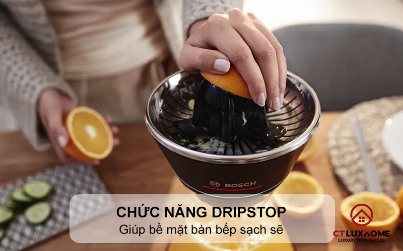 Chức năng DripStop giúp bề mặt bàn bếp sạch sẽ