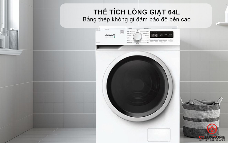 Thể tích lồng giặt bằng thép không gỉ 64L