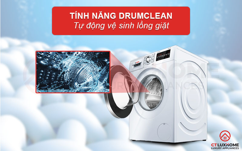 Kích hoạt Drum Clean để tự động vệ sinh lồng giặt khi cần thiết