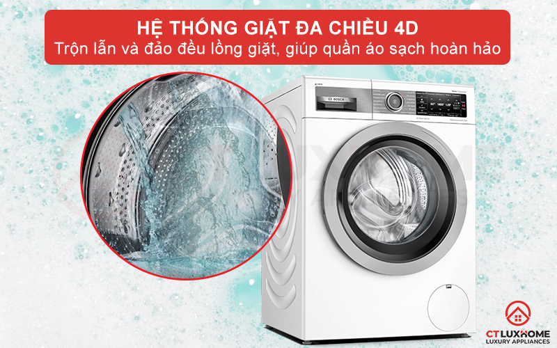 Hệ thống giặt 4D là hệ thống giặt chuyên sâu nhằm đảm bảo quần áo luôn sạch ngay cả khi quần áo bị bẩn nhiều.