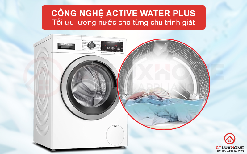 Với công nghệ ActiveWater giúp tối ưu lượng nước phù hợp cho quá trình giặt