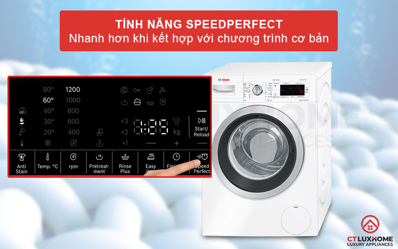 Kích hoạt SpeedPerfect giảm đến 65% thời gian giặt tẩy hơn