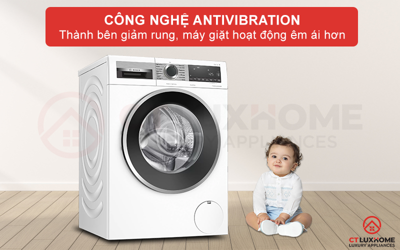 Máy giặt Bosch WGG244M40 Serie 6 được trang bị công nghệ chống ồn AntiVibration