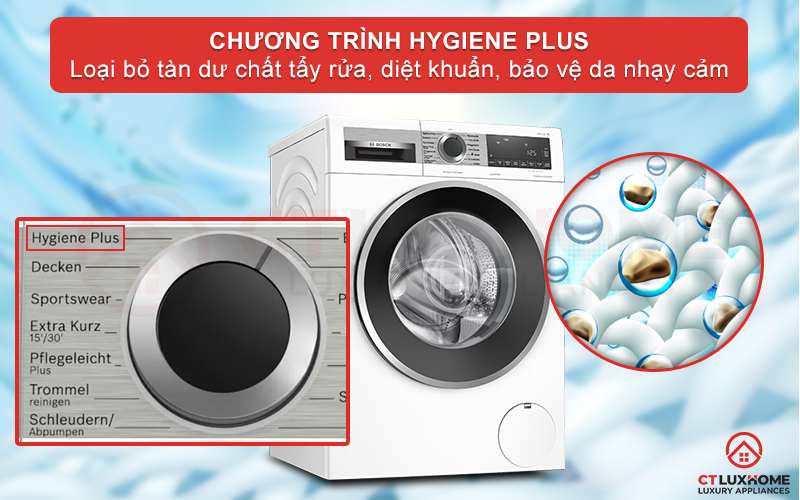 Tính năng Hygiene Plus với khả năng diệt sạch vi khuẩn có thể giặt tối đa 6,5kg quần áo