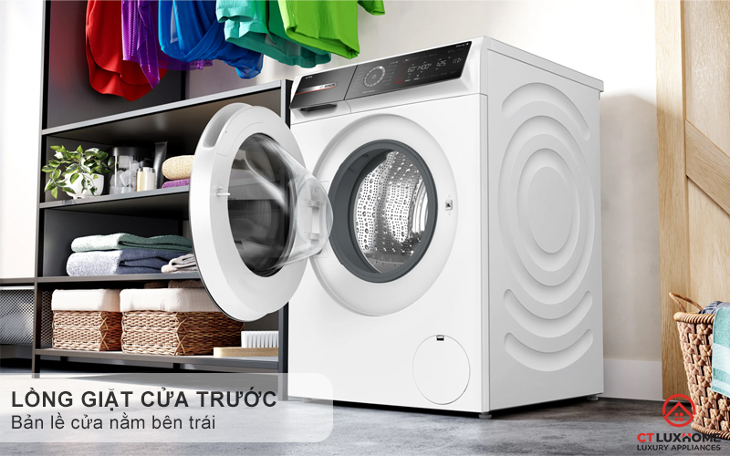 Cửa máy có đường kính lớn 32cm với bản lề bên trái