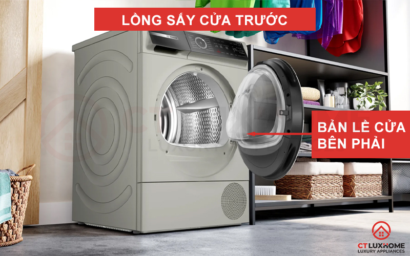 MÁY SẤY BƠM NHIỆT BOSCH SERIE 8 WQB246CX0 9KG MÀU BẠC  3