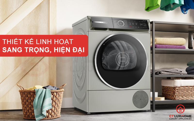 MÁY SẤY BƠM NHIỆT BOSCH SERIE 8 WQB246CX0 9KG MÀU BẠC  1