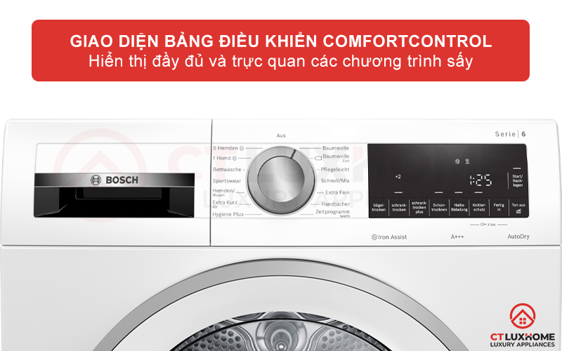 MÁY SẤY BƠM NHIỆT BOSCH WQG233C90 8KG SERIE 6  2