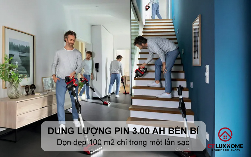 Dọn dẹp bề mặt có diện tích lên tới 100 m2 chỉ trong một lần sạc