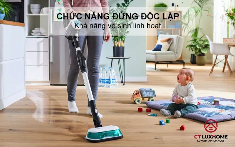 Khả năng vệ sinh linh hoạt nhờ chức năng đứng độc lập