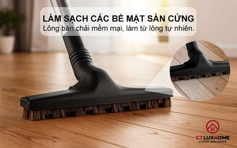 Làm sạch bề mặt sàn gỗ bằng đầu hút riêng biệt