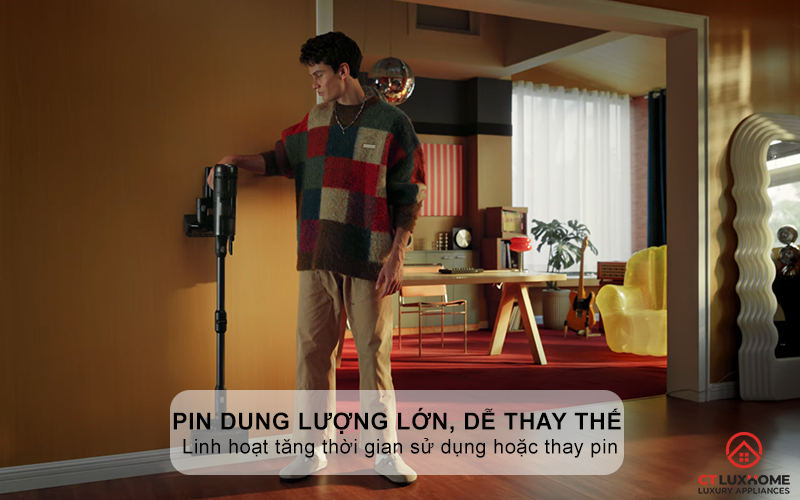 Pin dung lượng lớn, dễ tháo rời, thay thế