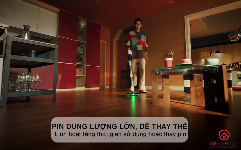 Pin dung lượng lớn, dễ tháo rời, thay thế