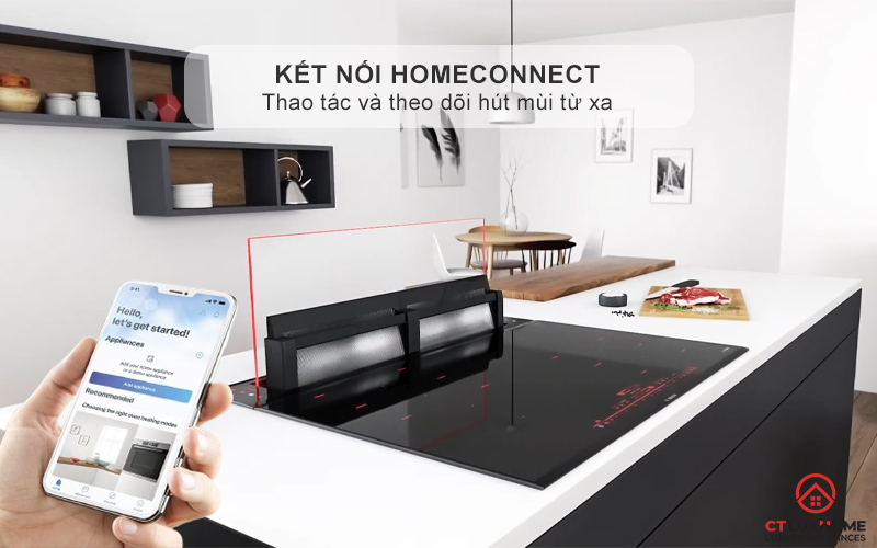 Kết nối thông minh với Home Connect thao tác hút mùi từ xa