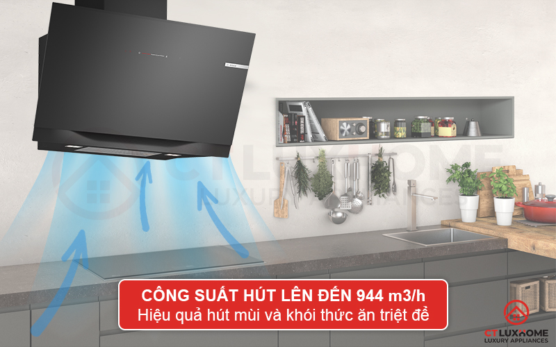 MÁY HÚT MÙI GẮN TƯỜNG BOSCH DWK91LT60 SERIE 8 NGANG 90CM MÀU ĐEN 3