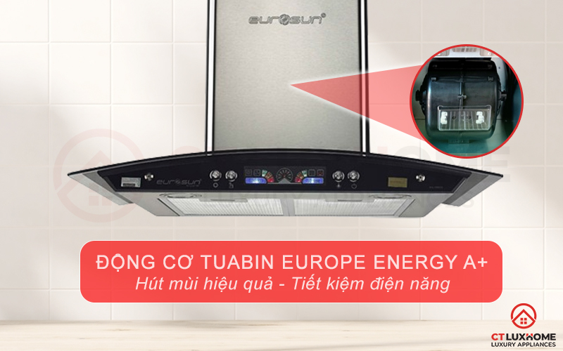 Động cơ Tuabin Europe Energy A+ hút mùi hiệu quả, tiết kiệm điện năng