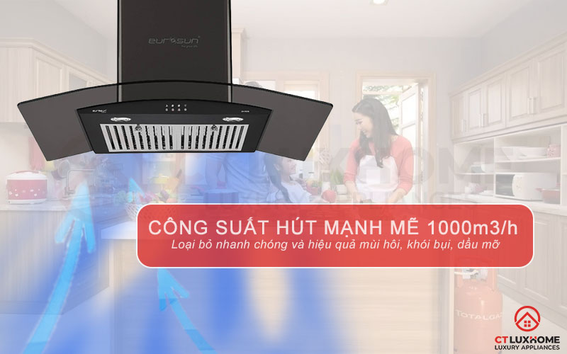 Công suất hút mạnh mẽ 1000m3/h, loại bỏ khói bụi và mùi hôi hiệu quả