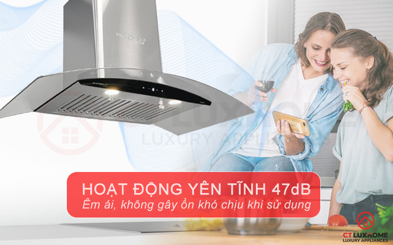 Độ ồn thấp < 47db tạo cảm giác yên tĩnh, không gây khó chịu