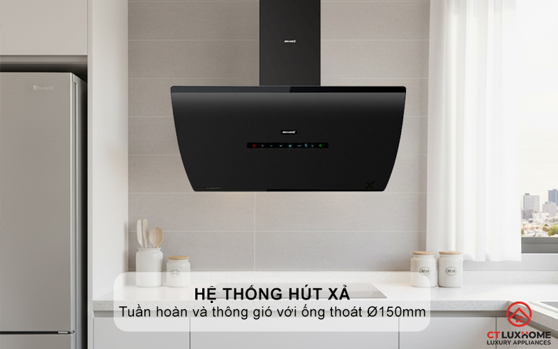 Hệ thống hút xả: Tuần hoàn và thông gió với ống thoát Ø150mm
