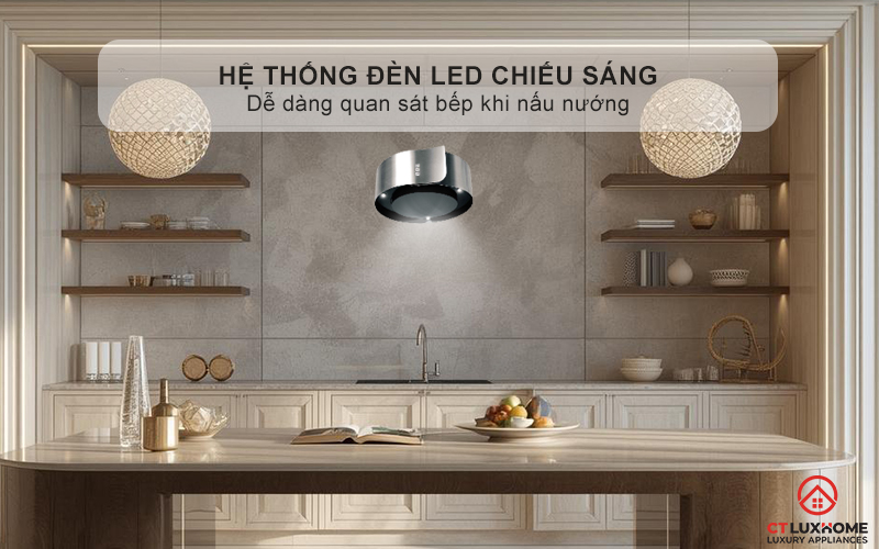 Hệ thống đèn LED chiếu sáng, dễ dàng quan sát bếp khi nấu nướng