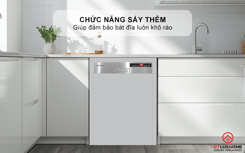 Chức năng sấy thêm giúp đảm bảo bát đĩa luôn khô ráo - Không còn đọng nước hay ẩm mốc