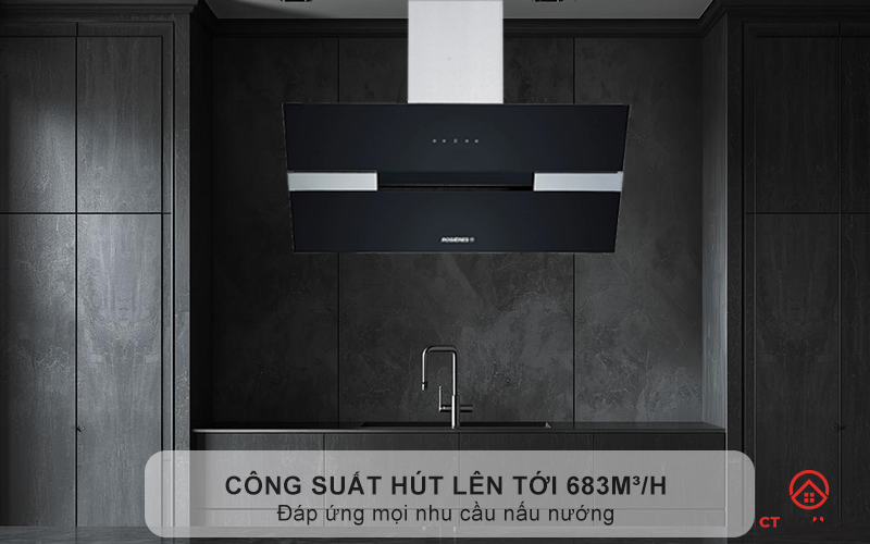Hút mùi nhanh chóng nhờ công suất hút lên tới 683m³/h