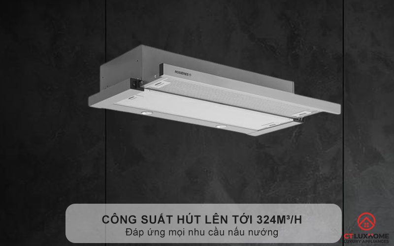 Hút mùi nhanh chóng nhờ công suất hút lên tới 324m³/h