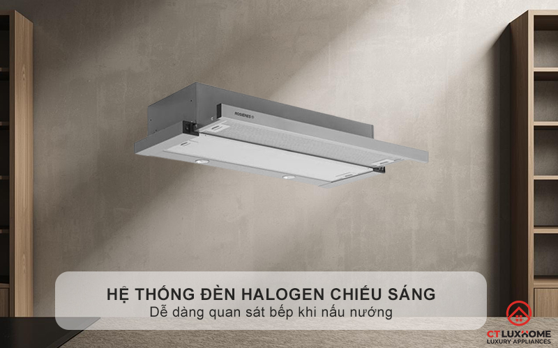 Hệ thống đèn Halogen chiếu sáng, dễ dàng quan sát bếp khi nấu nướng