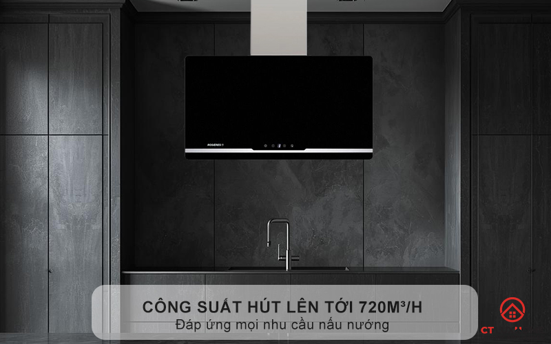 Hút mùi nhanh chóng nhờ công suất hút lên tới 720m³/h