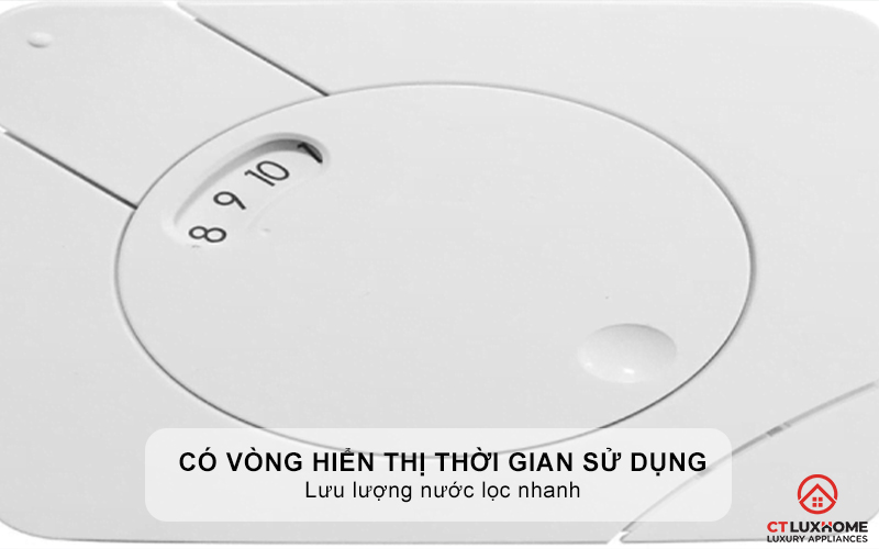 Có vòng hiển thị thời gian sử dụng bộ lọc, lưu lượng nước lọc nhanh