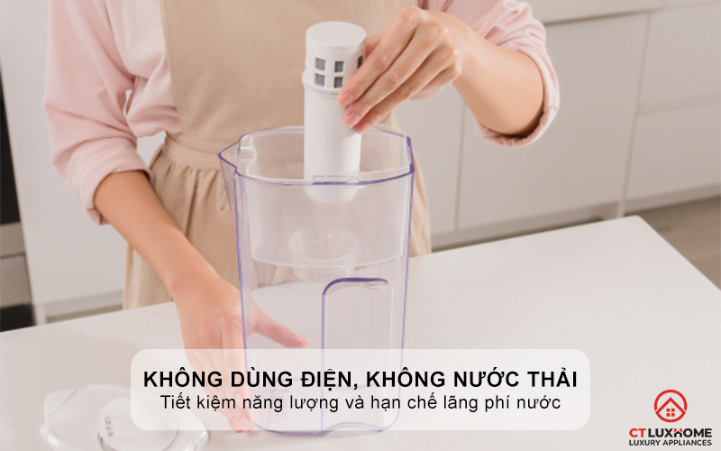 Lọc nước không dùng điện, không nước thải, thân thiện với môi trường.