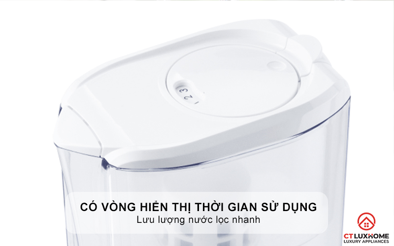 Có vòng hiển thị thời gian sử dụng bộ lọc, lưu lượng nước lọc nhanh