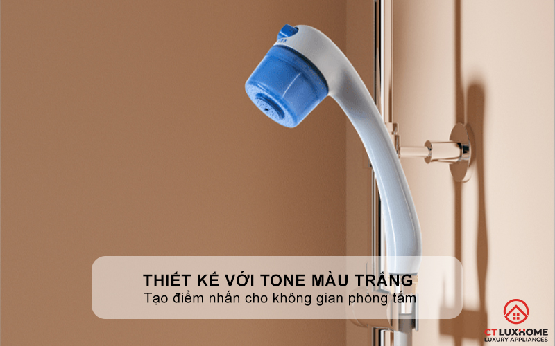 Thiết kế với tone màu trắng sang trọng, tạo điểm nhấn cho không gian phòng tắm