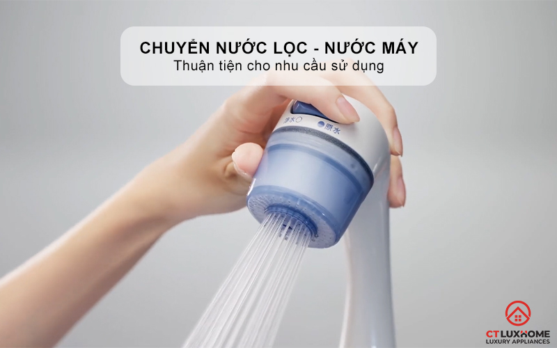 Nút chuyển nước lọc - nước máy thuận tiện cho nhu cầu sử dụng