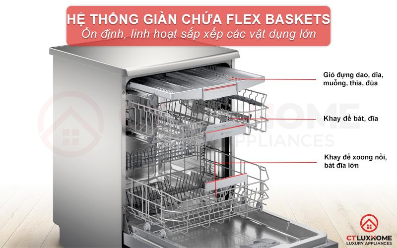 Hệ thống giỏ chứa Flex Baskets rộng rãi
