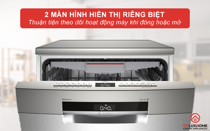 2 màn hình hiển thị giúp người dùng thuận tiện theo dõi hoạt động máy khi đóng hoặc mở.