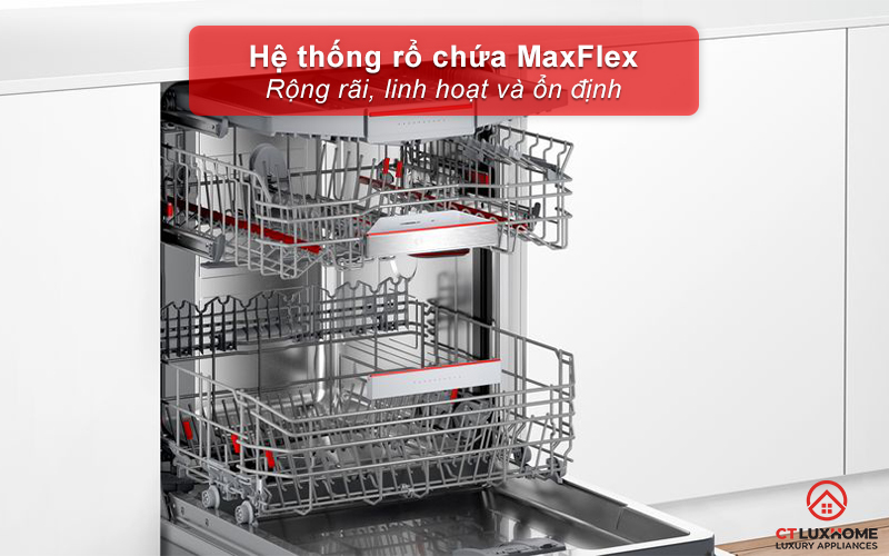 Rổ chứa MaxFlex tiện lợi, linh hoạt và ổn định.