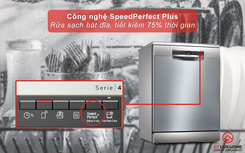 Tính năng SpeedPerfect Plus tiết kiệm đến 75% thời gian rửa.