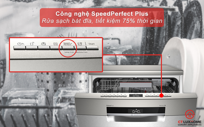 Sử dụng tính năng SpeedPerfect Plus giúp tiết kiệm 75% thời gian rửa.