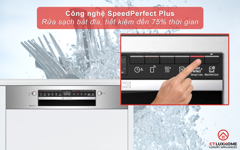 Tiết kiệm 75% thời gian rửa khi kích hoạt tính năng SpeedPerfect Plus.