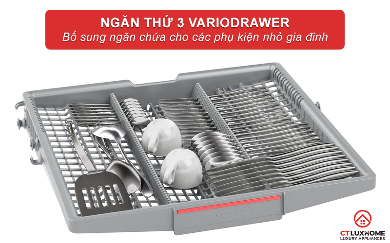 Bổ sung thêm ngăn chứa thứ 3 VarioDrawer đựng các phụ kiện nhỏ trong gia đình.