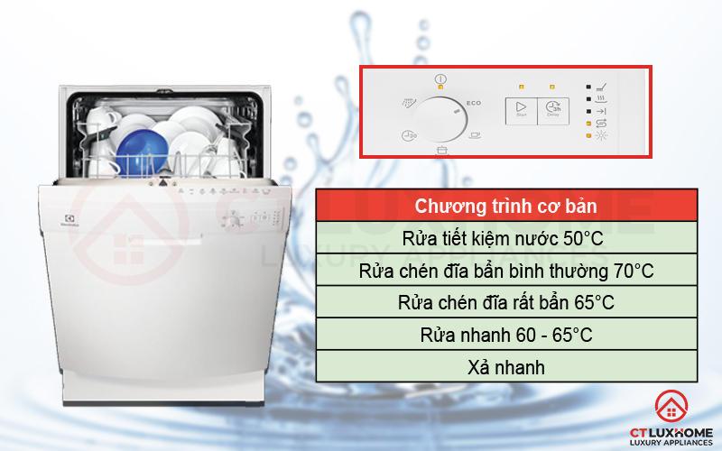 Đa dạng tùy chọn với 5 chương trình rửa cơ bản theo từng nhu cầu sử dụng