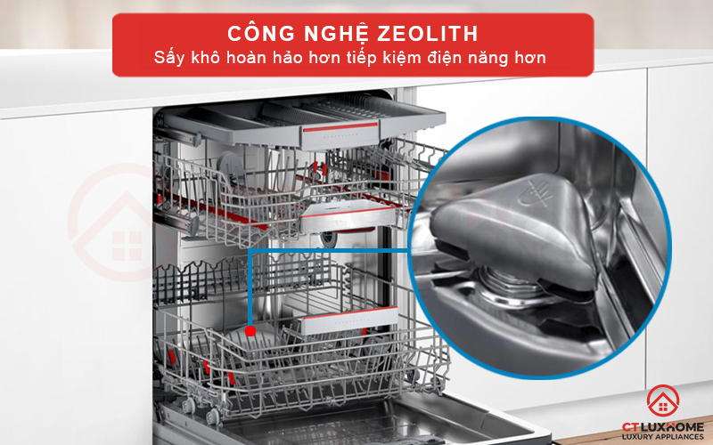  Công nghệ sấy khô hoàn hảo Zeolith trong máy rửa bát Bosch SMI6ZCS07E