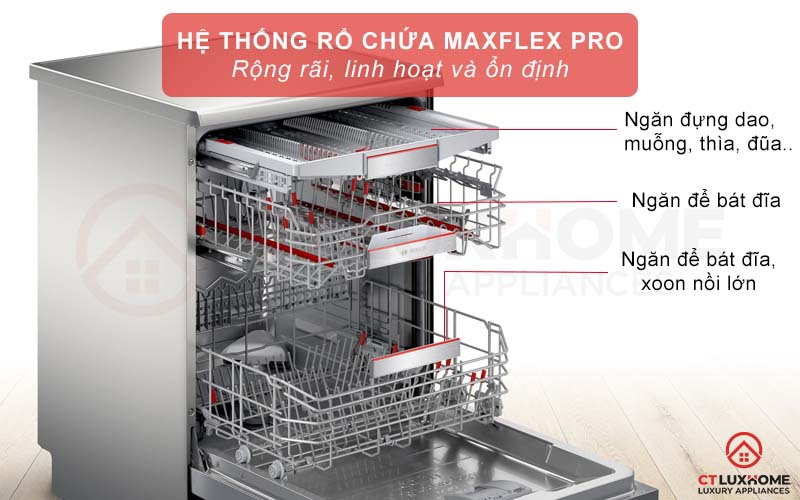 Hệ thống giàn rửa MaxFlex Pro rộng rãi linh hoạt