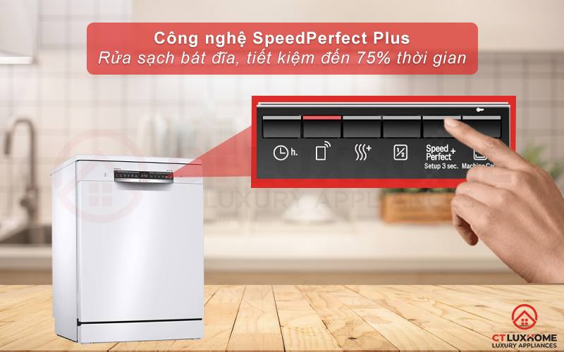 Chức năng SpeedPerfect Plus tăng tốc, giảm thời gian rửa lên đến 75%