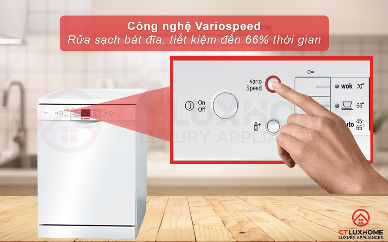 Chức năng VarioSpeed giúp rửa nhanh, tiết kiệm 66% thời gian