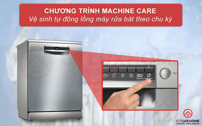 Vệ sinh máy rửa bát tự động với tính năng Machine Care